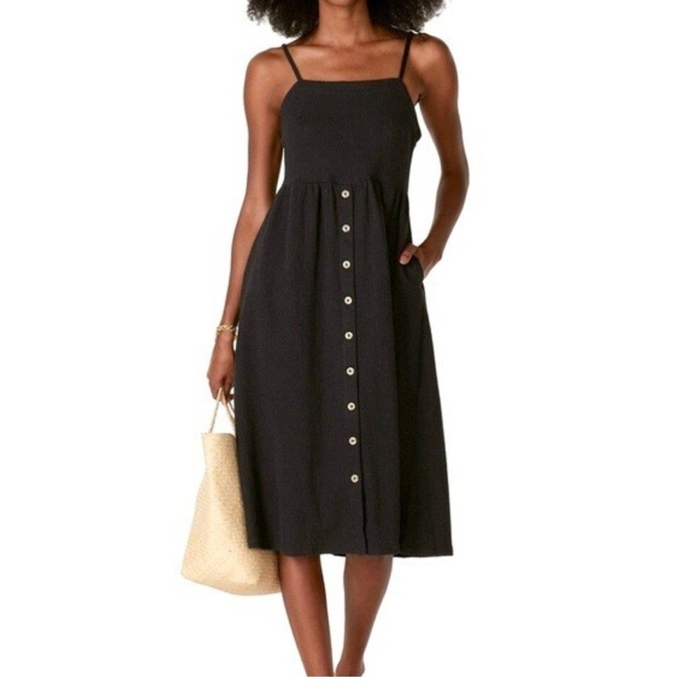 Madewell Black Button Front Midi Dress Women’s Size Small